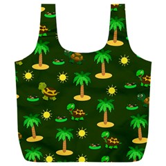 Turtle And Palm On Green Pattern Full Print Recycle Bag (xxl) by Daria3107