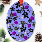 Purple Flower On Lilac Oval Ornament (Two Sides) Back