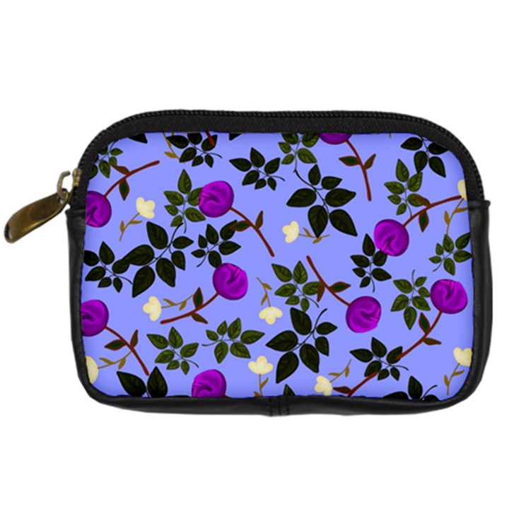 Purple Flower On Lilac Digital Camera Leather Case