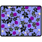 Purple Flower On Lilac Double Sided Fleece Blanket (Large)  80 x60  Blanket Front