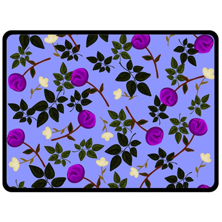 Purple Flower On Lilac Double Sided Fleece Blanket (Large) 