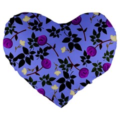 Purple Flower On Lilac Large 19  Premium Flano Heart Shape Cushions by Daria3107