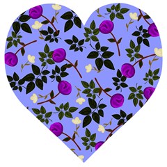 Purple Flower On Lilac Wooden Puzzle Heart by Daria3107