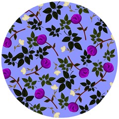 Purple Flower On Lilac Wooden Puzzle Round by Daria3107