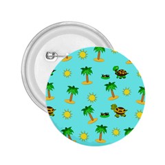 Turtle And Palm On Blue Pattern 2 25  Buttons