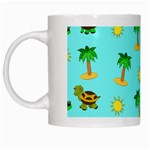 Turtle And Palm On Blue Pattern White Mugs Left