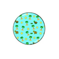 Turtle And Palm On Blue Pattern Hat Clip Ball Marker (4 Pack)