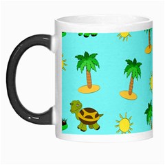 Turtle And Palm On Blue Pattern Morph Mugs