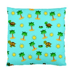 Turtle And Palm On Blue Pattern Standard Cushion Case (one Side) by Daria3107