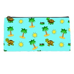 Turtle And Palm On Blue Pattern Pencil Case