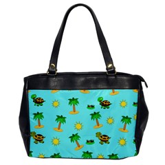 Turtle And Palm On Blue Pattern Oversize Office Handbag