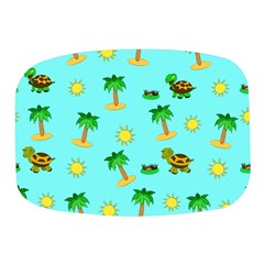 Turtle And Palm On Blue Pattern Mini Square Pill Box by Daria3107