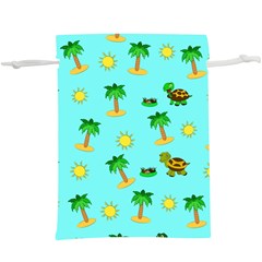 Turtle And Palm On Blue Pattern  Lightweight Drawstring Pouch (xl)