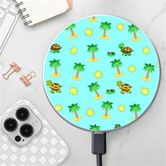 Turtle And Palm On Blue Pattern Wireless Charger by Daria3107