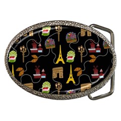 Paris Street Pattern On Black Belt Buckles by Daria3107