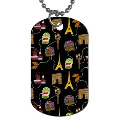 Paris Street Pattern On Black Dog Tag (one Side)