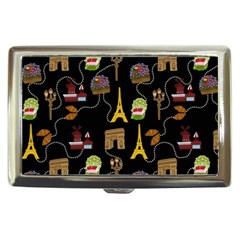 Paris Street Pattern On Black Cigarette Money Case by Daria3107