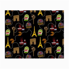 Paris Street Pattern On Black Small Glasses Cloth by Daria3107