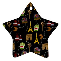 Paris Street Pattern On Black Star Ornament (two Sides) by Daria3107