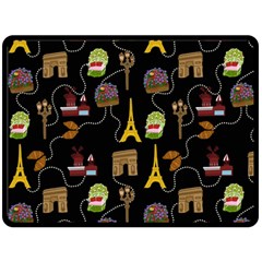 Paris Street Pattern On Black Fleece Blanket (large)  by Daria3107