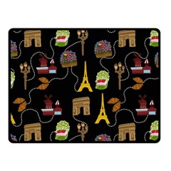 Paris Street Pattern On Black Fleece Blanket (small)