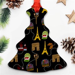 Paris Street Pattern On Black Ornament (christmas Tree) 