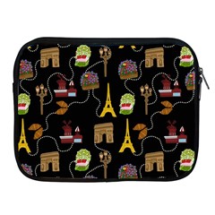 Paris Street Pattern On Black Apple Ipad 2/3/4 Zipper Cases by Daria3107