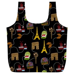 Paris Street Pattern On Black Full Print Recycle Bag (xl) by Daria3107