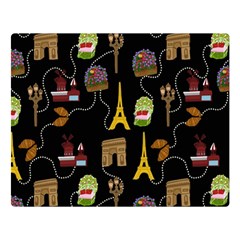 Paris Street Pattern On Black Double Sided Flano Blanket (large) 