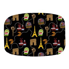 Paris Street Pattern On Black Mini Square Pill Box by Daria3107