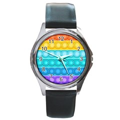 Pop It Pattern Round Metal Watch