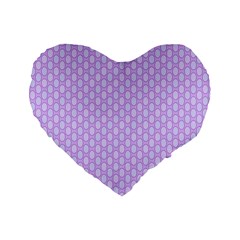 Soft Pattern Lilac Standard 16  Premium Heart Shape Cushions