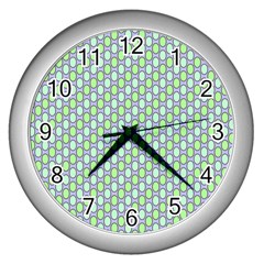 Soft Pattern Aqua Wall Clock (silver) by PatternFactory