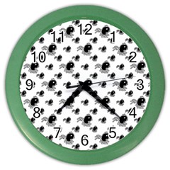 Sketchy Style Black Birds Motif Pattern Color Wall Clock by dflcprintsclothing