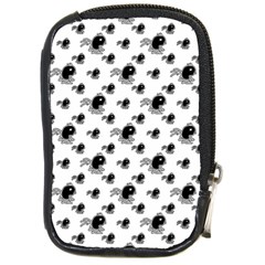 Sketchy Style Black Birds Motif Pattern Compact Camera Leather Case by dflcprintsclothing