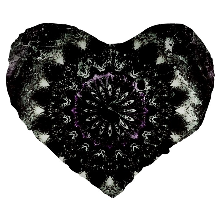 Moody Mandala Large 19  Premium Flano Heart Shape Cushions