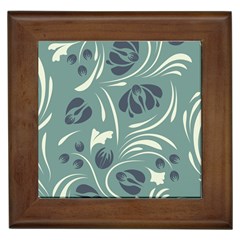 Folk Flowers Pattern Floral Surface Design Seamless Pattern Framed Tile by Eskimos