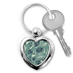 Folk Flowers Pattern Floral Surface Design Seamless Pattern Key Chain (heart) by Eskimos