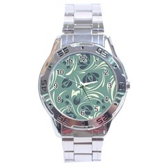 Folk Flowers Pattern Floral Surface Design Seamless Pattern Stainless Steel Analogue Watch by Eskimos