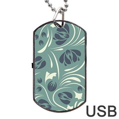 Folk Flowers Pattern Floral Surface Design Seamless Pattern Dog Tag Usb Flash (two Sides) by Eskimos