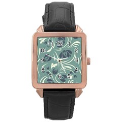 Folk Flowers Pattern Floral Surface Design Seamless Pattern Rose Gold Leather Watch  by Eskimos