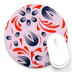 Folk Flowers Pattern Floral Surface Design Seamless Pattern Round Mousepads by Eskimos