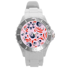 Folk Flowers Pattern Floral Surface Design Seamless Pattern Round Plastic Sport Watch (l) by Eskimos