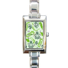 Folk Flowers Pattern Floral Surface Design Seamless Pattern Rectangle Italian Charm Watch by Eskimos