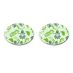 Folk Flowers Pattern Floral Surface Design Seamless Pattern Cufflinks (oval) by Eskimos