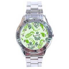 Folk Flowers Pattern Floral Surface Design Seamless Pattern Stainless Steel Analogue Watch by Eskimos