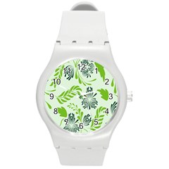 Folk Flowers Pattern Floral Surface Design Seamless Pattern Round Plastic Sport Watch (m) by Eskimos