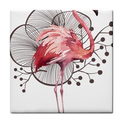 Watercolor Flamingo Tile Coaster by webstylecreations