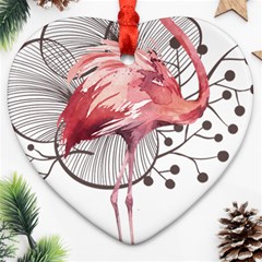 Watercolor Flamingo Ornament (heart)