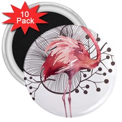 Watercolor Flamingo 3  Magnets (10 Pack)  by webstylecreations